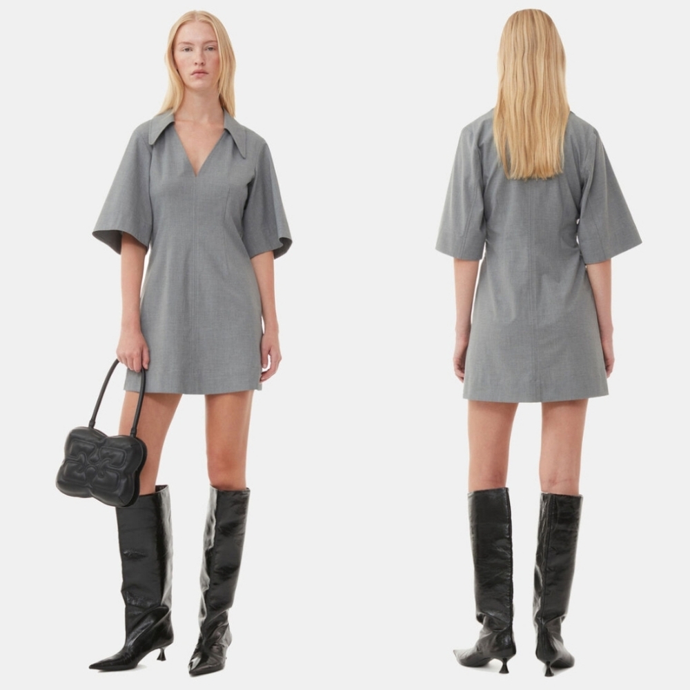 Ganni Drapey Melange Mini Dress
